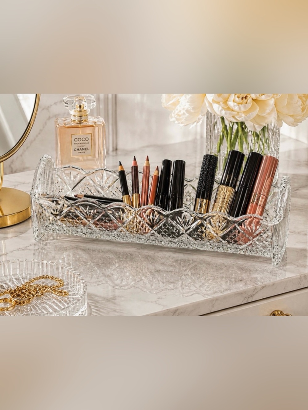 Godinger Dublin Shannon Crystal Cracker, Trinket, Makeup Tray